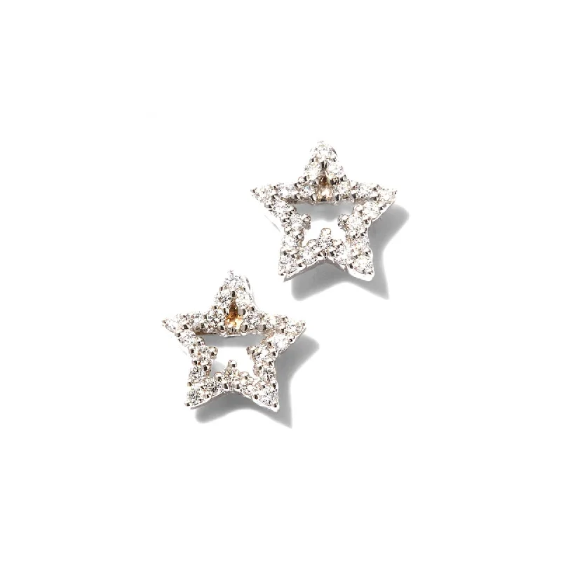 diamond hoop earrings for women-18kt White Gold Diamond Star Stud Earrings