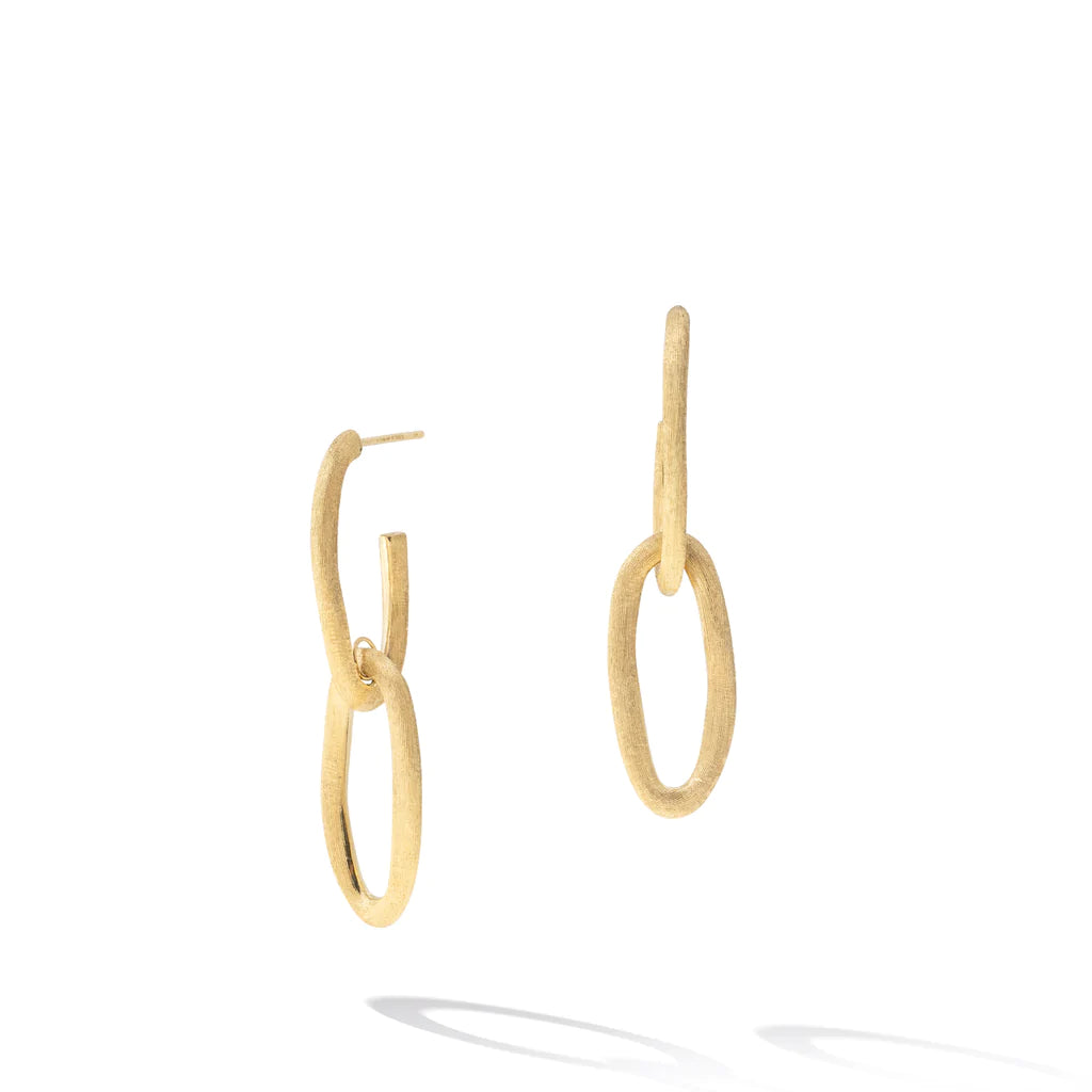 minimalist gold earrings for women-18kt Yellow Gold Oval Double Link Jaipur Collection Earrings