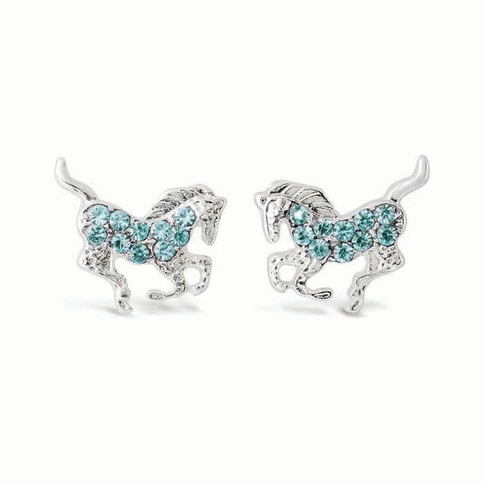 topaz earrings for women-Kelley Accents Kids' Galloping Horse Earrings