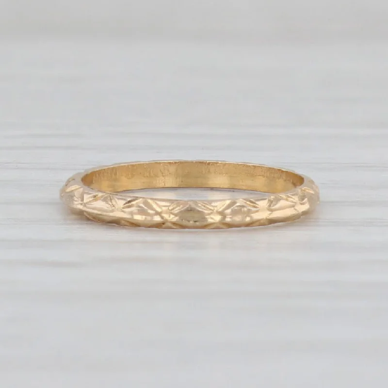 gold engagement rings for women-Vintage DBA Patterned Baby Ring 10k Yellow Gold Small Size 1.25 Band Keepsake