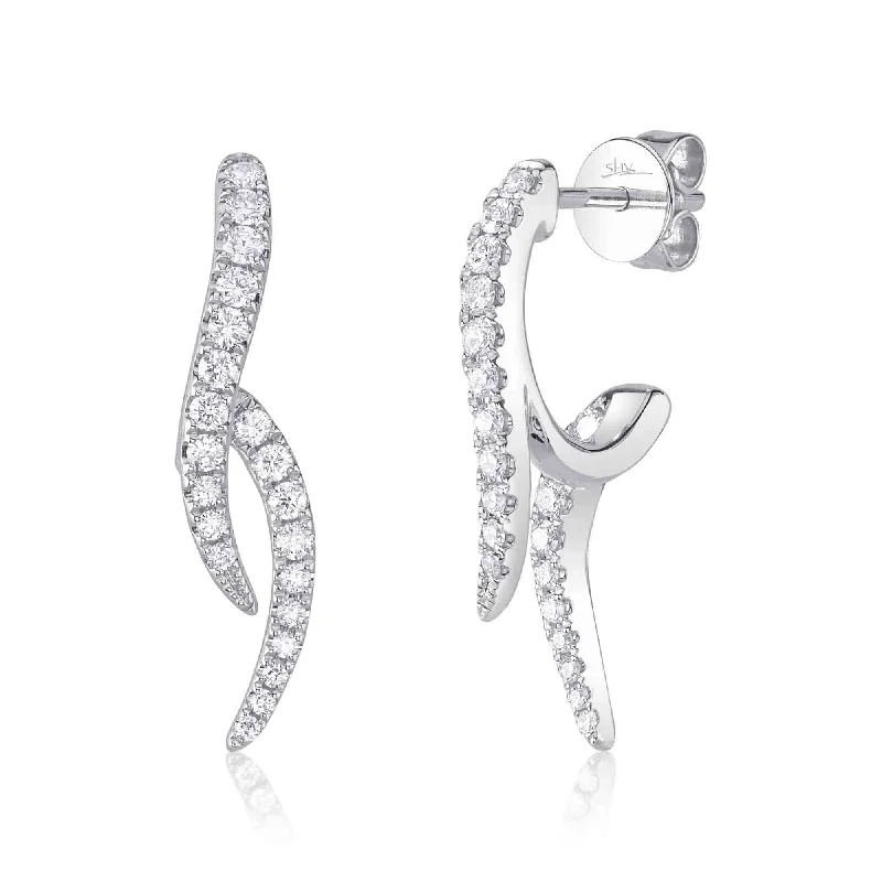 fashion earrings for women-14kt White Gold Earrings / 0.44ct TW Diamond Pave