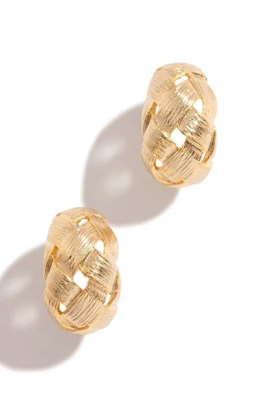 statement earrings for women-Lyra Woven Hoop Earring - Gold