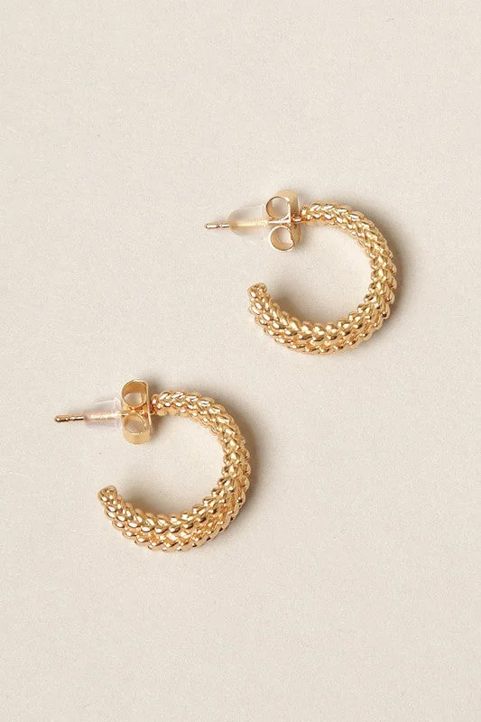 small hoop earrings for women-OE: 14K Gold Dipped Triple C Hoop Earrings