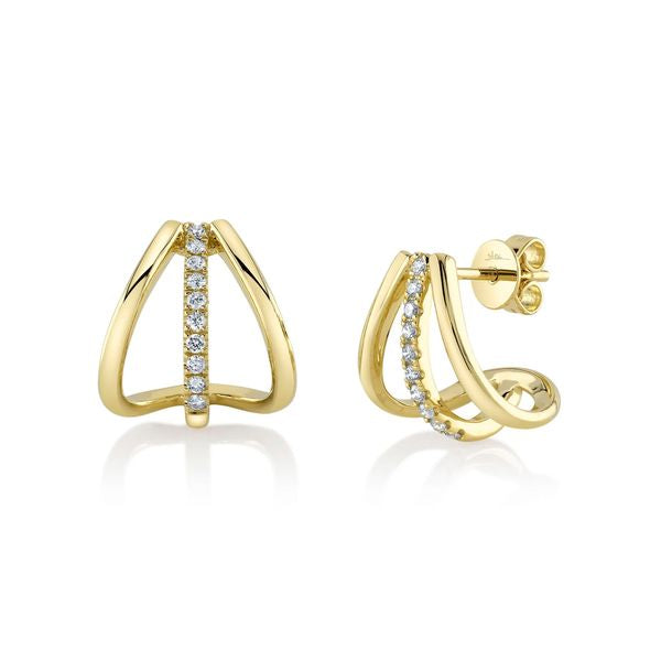 flower earrings for women-Yellow Gold Diamond Curve Stud Earring