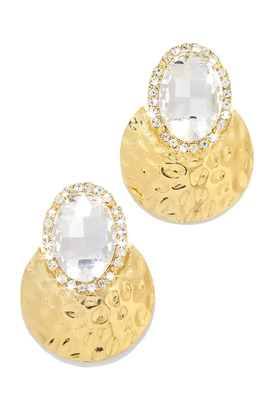 topaz earrings for women-Weekend Gala Stone Embellished Earring - Gold