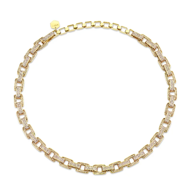 pearl choker necklaces for women-READY TO SHIP DIAMOND PAVE DECO LINK NECKLACE