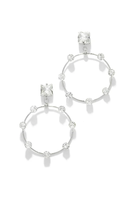 sterling silver stud earrings for women-Jayla Embellished Statement Earring - Silver