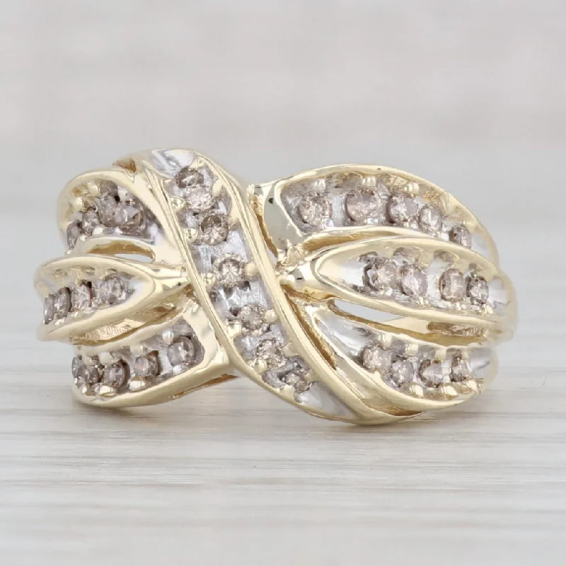 white gold engagement rings for women-0.39ctw Diamond Knot Ring 10k Yellow Gold Size 5.75 Cocktail