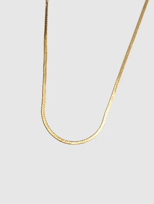 silver chain necklaces for women-Thin Herringbone Chain in Gold