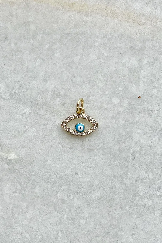 sterling silver necklaces for women-Blue & CZ Evil Eye Charm