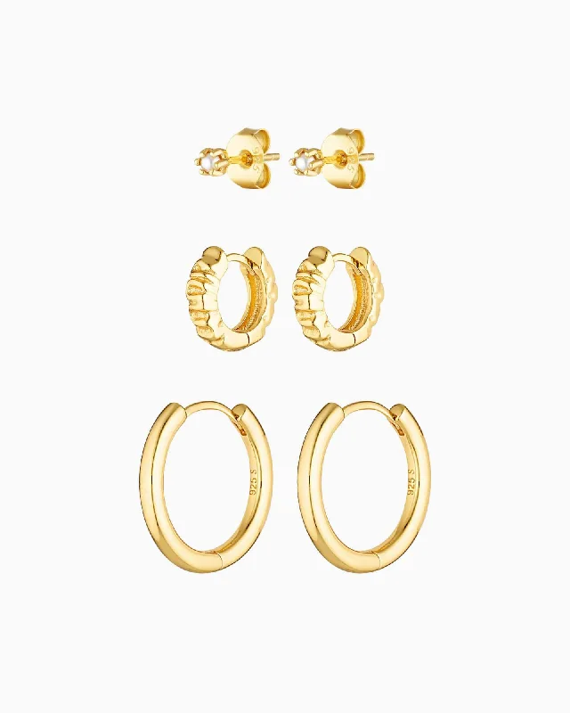 minimalist gold earrings for women-THE SHA SET