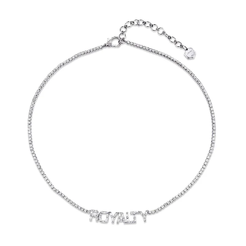 diamond choker necklaces for women-DIAMOND BAGUETTE THREADS 7 LETTER NAME NECKLACE