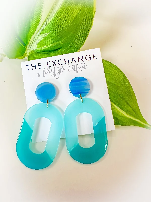 crystal earrings for women-Summer Blues Acrylic Earrings