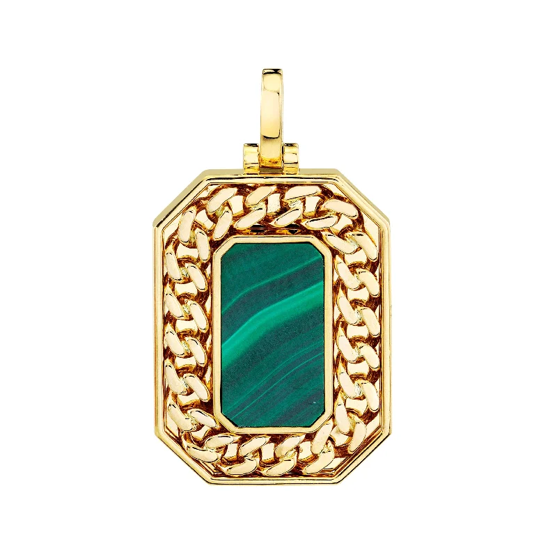 infinity necklaces for women-READY TO SHIP MALACHITE GOLD LINK PENDANT