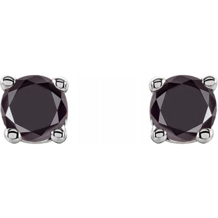 simple earrings for women-14K White 1/5 CTW Natural Black Diamond Stud Earrings