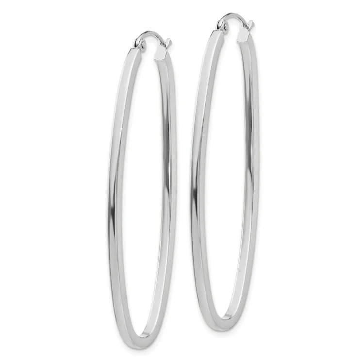 diamond earrings for women-14k White Gold Large Oval Hoop Earrings