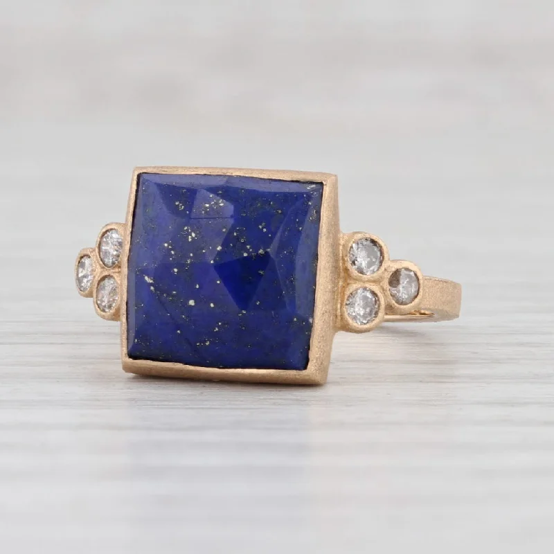 engagement rings with unique settings for women-New Nina Nguyen Lapis Lazuli Diamond Chloe Ring 18k Yellow Gold Size 7.25