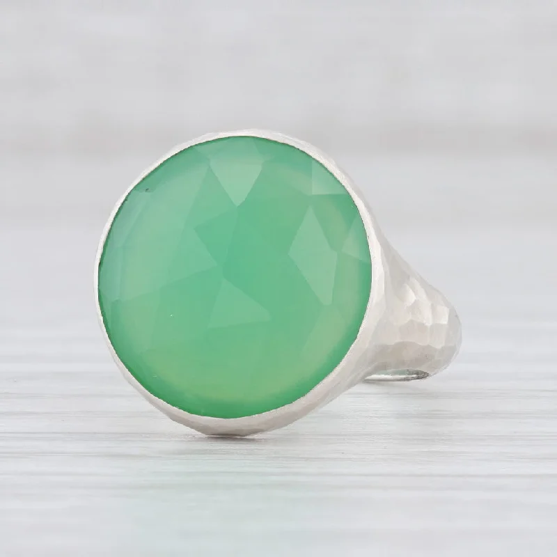 engagement rings for women with unique features-New Nina Nguyen Green Chrysoprase Ring Balance Sterling Silver Hammered Size 7