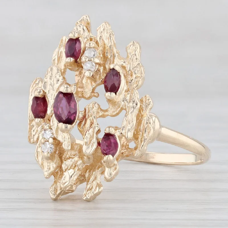 antique engagement rings for women-0.39ctw Ruby Diamond Cocktail Ring 14k Yellow Gold Size 10.25