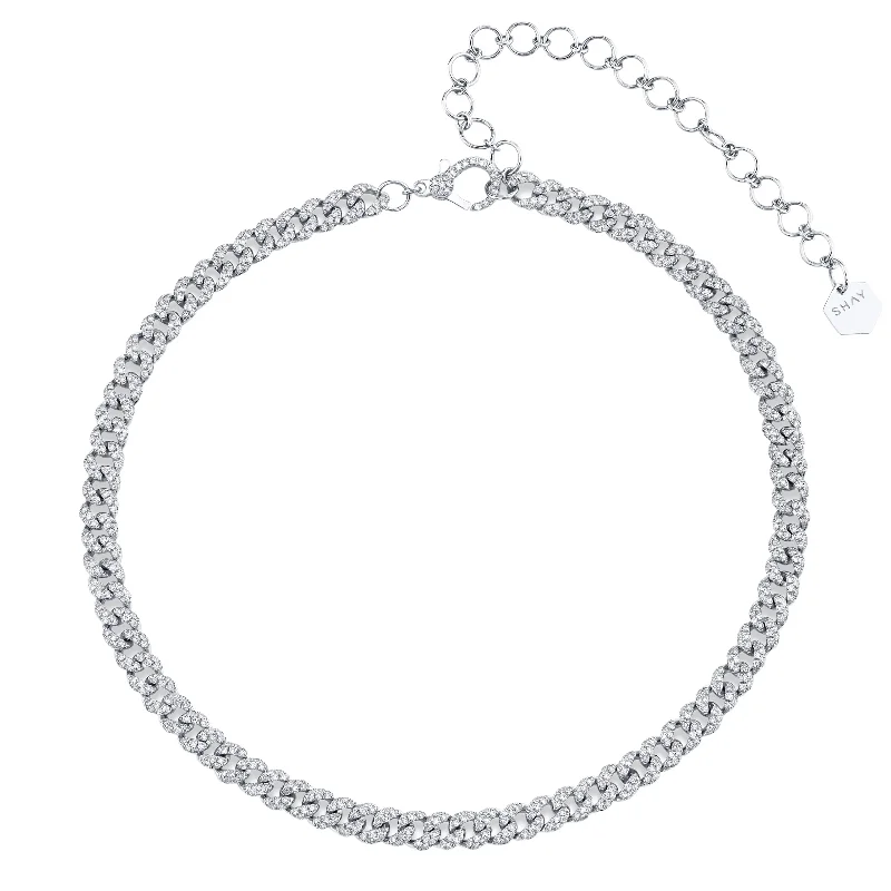 diamond bar necklaces for women-READY TO SHIP DIAMOND PAVE MINI LINK NECKLACE