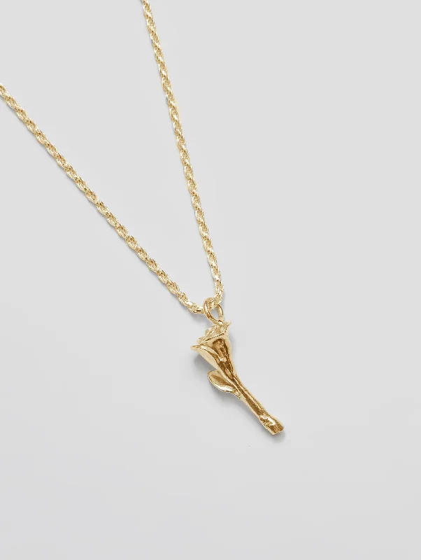 snake chain necklaces for women-Rose Charm Necklace in Gold