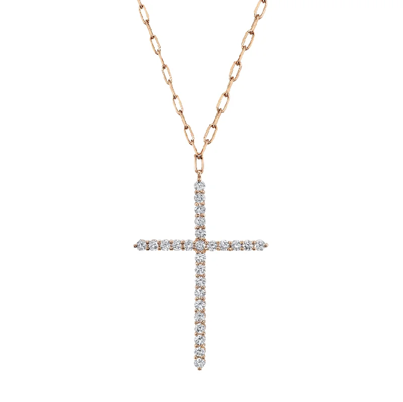 diamond necklace sets for women-READY TO SHIP LARGE DIAMOND CROSS PENDANT NECKLACE