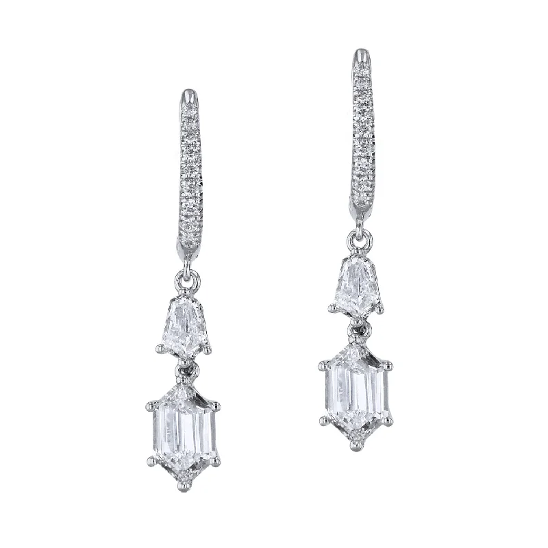 luxury diamond earrings for women-18kt White Gold Diamond Dangle Earrings