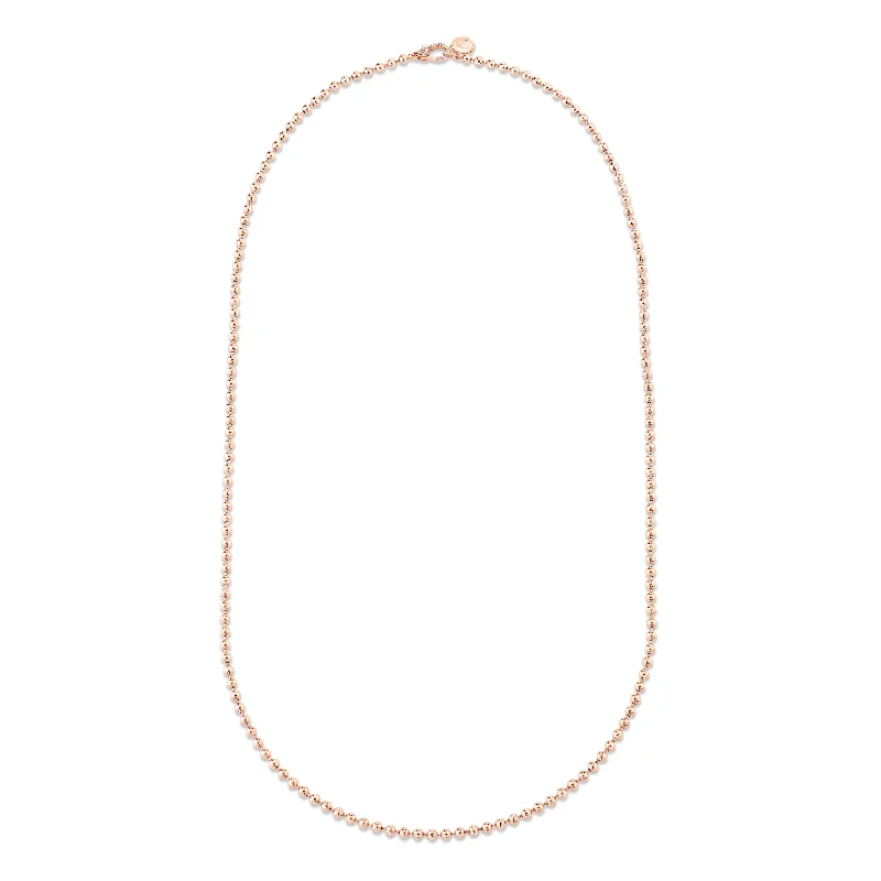 pearl choker necklaces for women-SOLID GOLD BALL LINK CHAIN