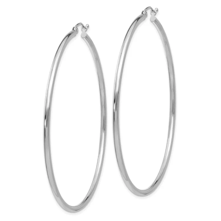 gemstone earrings for women-14k White Gold Polished 2x60mm Tube Hoop Earrings