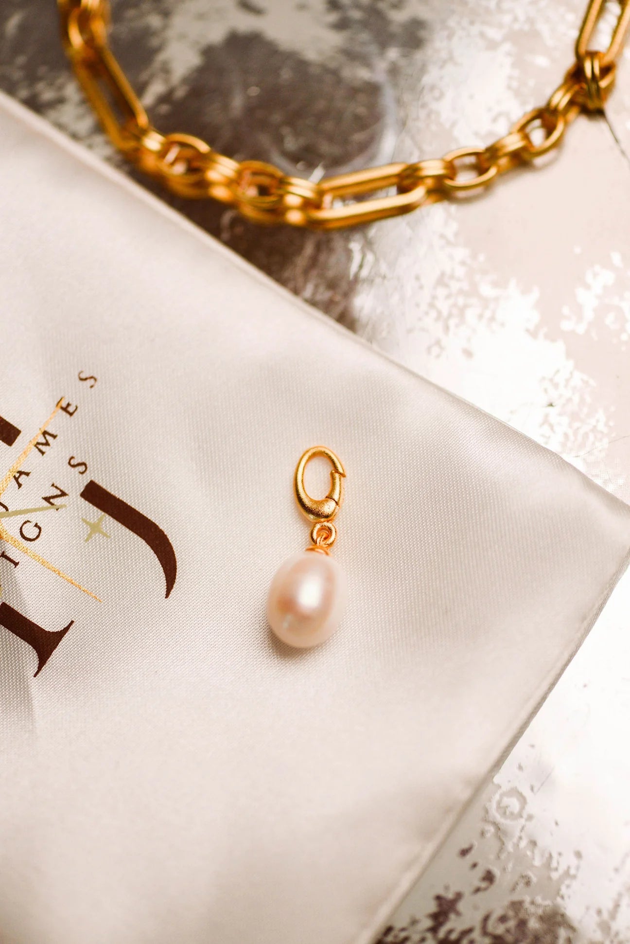 chic earrings for women-Tatum James Designs Pearl Charm