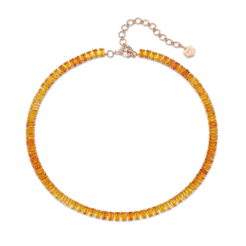 gold-plated necklaces for women-YELLOW SAPPHIRE & CITRINE OMBRE ETERNITY NECKLACE