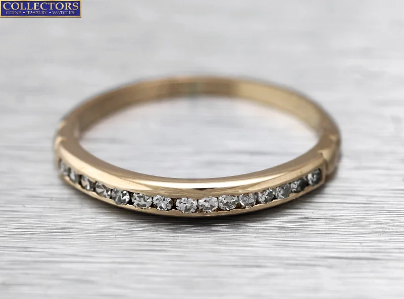 vintage-style engagement rings for women-Lovely Ladies Dainty 14K Yellow Gold 3mm Wide 0.15ctw Diamond Stackable Ring