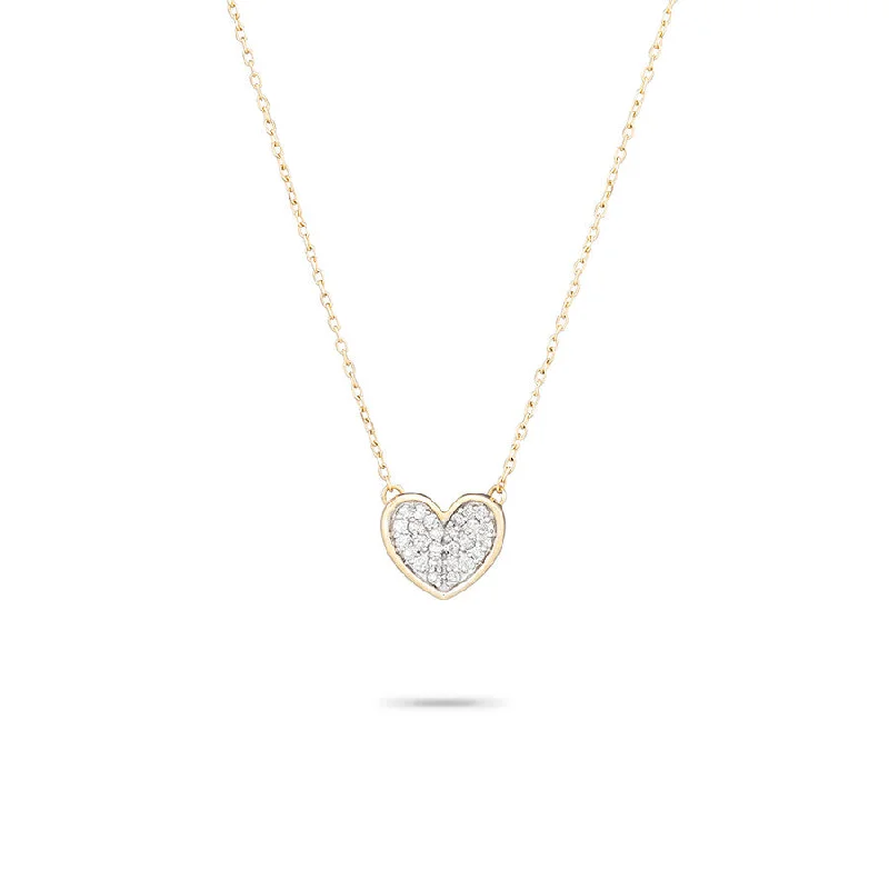 diamond necklaces for women-Tiny Pavé Folded Heart Necklace