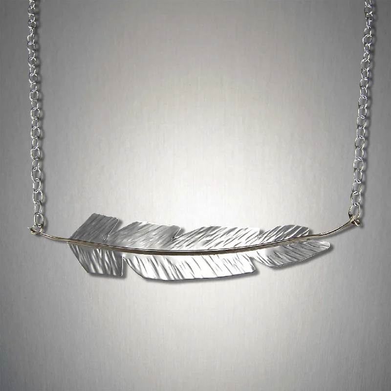 silver necklaces for women-3915 - Feather Chain