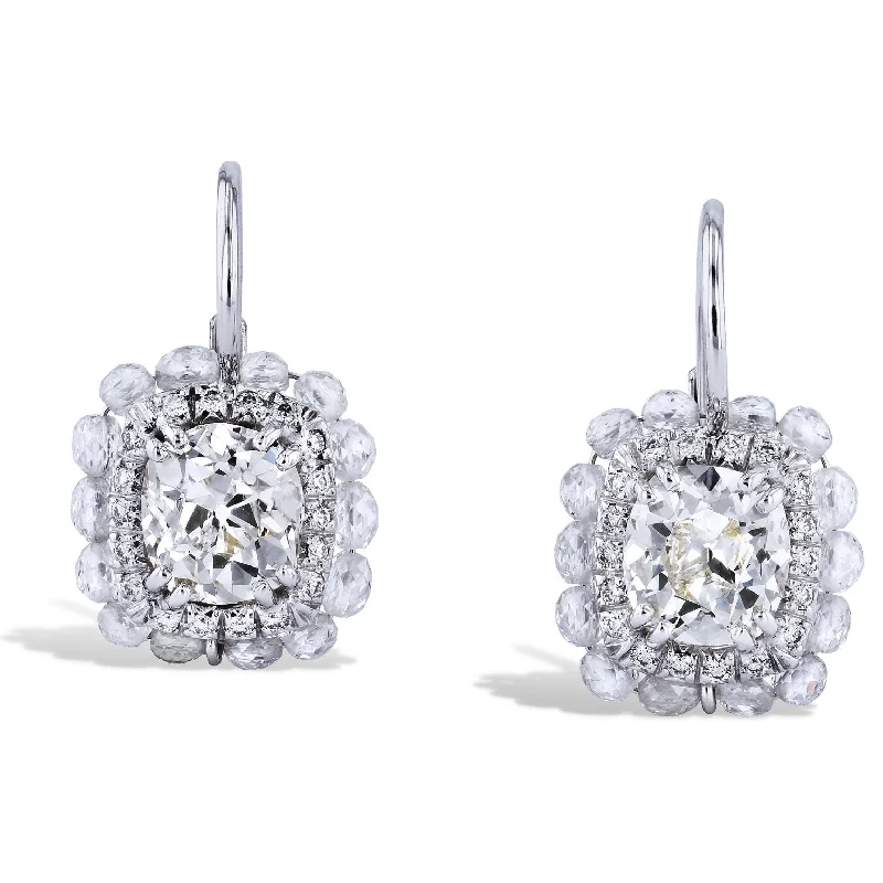 stylish hoop earrings for women-Classic Old Mine Cut Diamond Lever-back Earrings