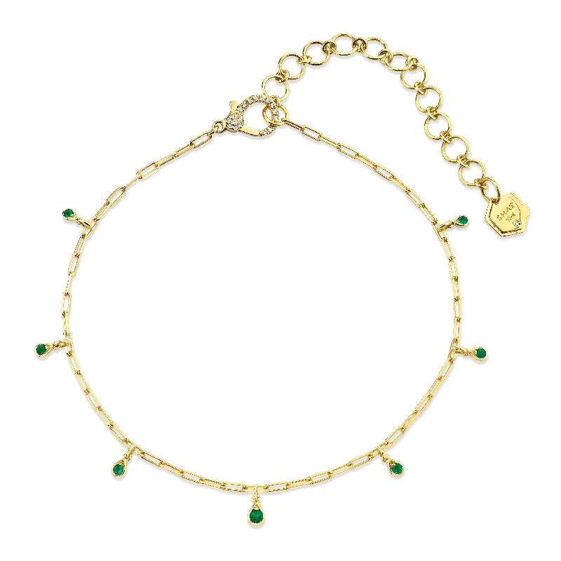 statement necklaces for women-MINI ME EMERALD DANGLE DROP NECKLACE