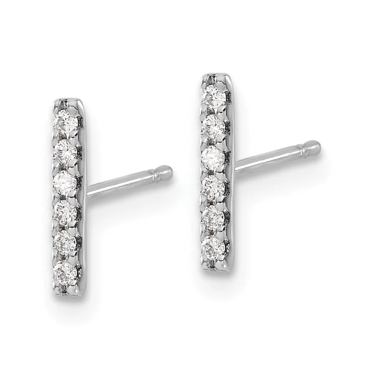 minimalist gold earrings for women-14k White Gold Diamond Bar Earrings