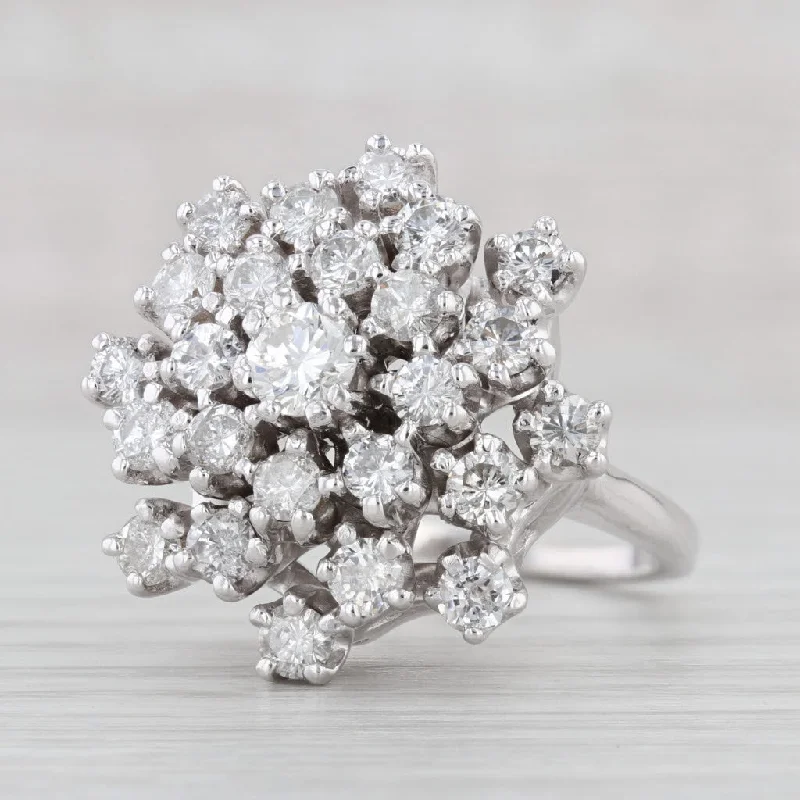 romantic engagement rings for women-2.58ctw Diamond Cluster Ring 14k White Gold Size 8.25 Cocktail