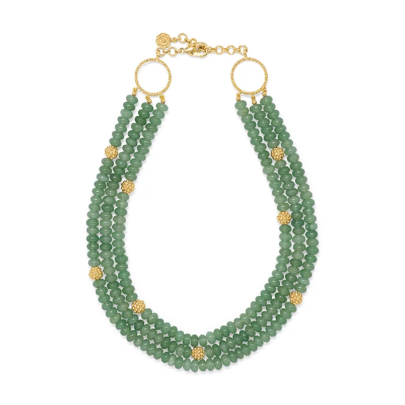 name necklaces for women-Berry & Bead Triple Strand Necklace, 18"+2" - Meadow Jade