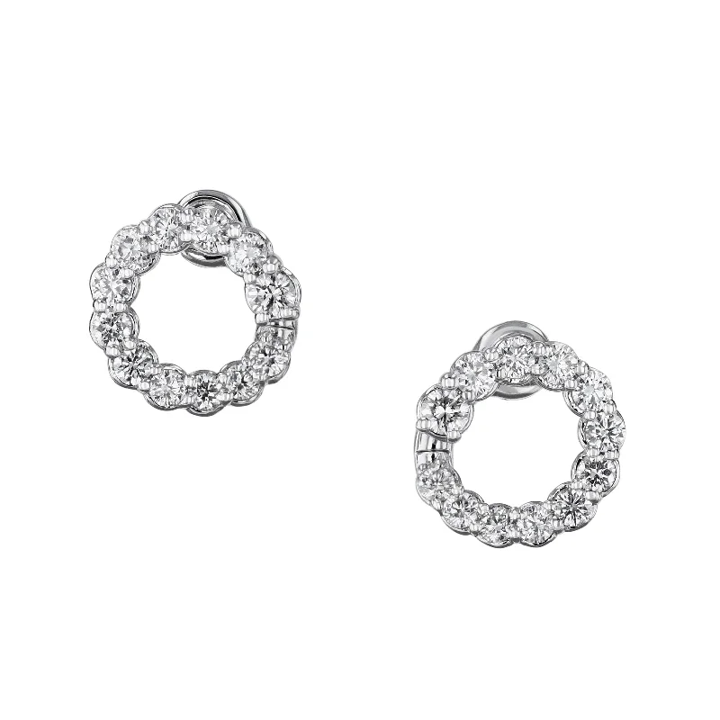 statement stud earrings for women-White Gold Diamond Earrings