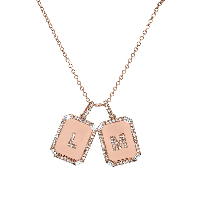 heart pendant necklaces for women-TWIN INITIAL MINI NAMEPLATE NECKLACE