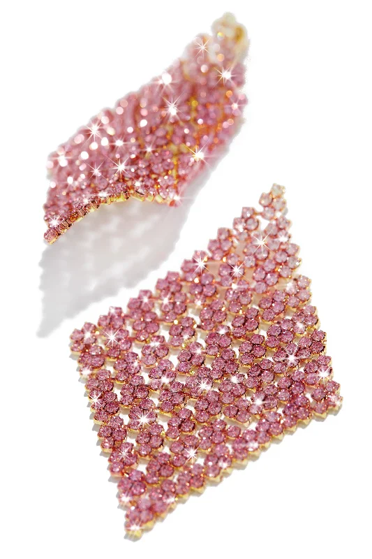 sparkling stud earrings for women-Let's Party Ombre Embellished Earring - Pink