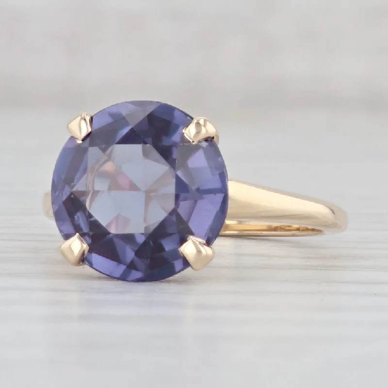 engagement rings with vintage settings for women-5.40ct Lab Created Color Change Sapphire Ring 14k Gold Size 6.5 Round Solitaire