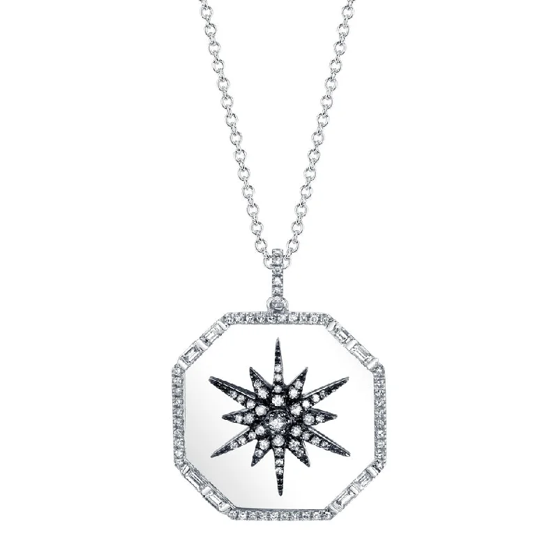 name necklaces for women-READY TO SHIP DIAMOND STARBURST DISK PENDANT NECKLACE