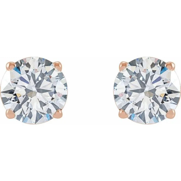 rose gold earrings for women-14K Rose 1 1/2 CTW Lab-Grown Diamond Stud Earrings