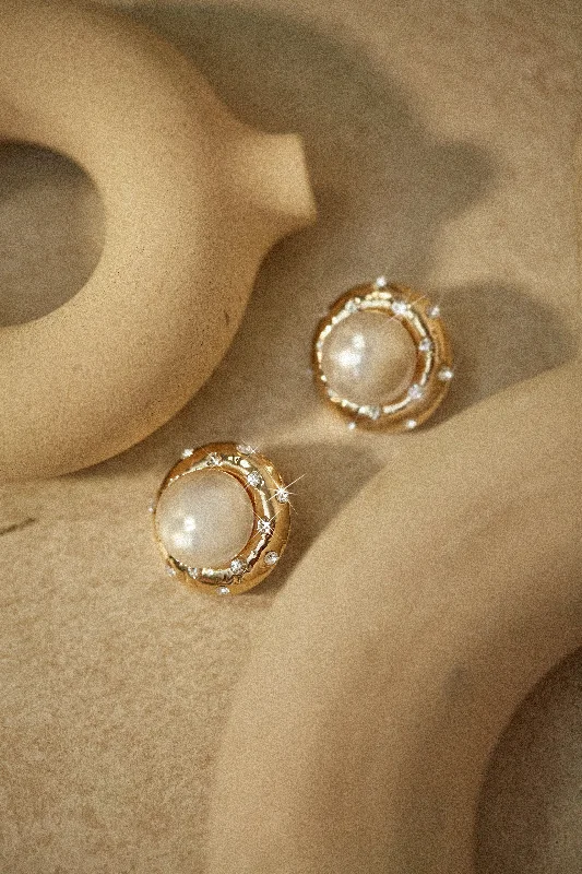 unique earrings for women-Vera Faux Pearl Embellished Earring - Gold