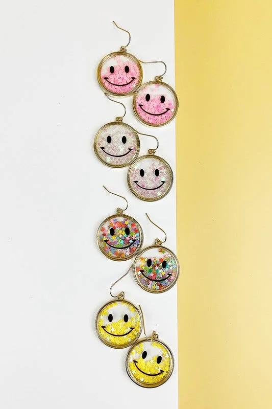 statement stud earrings for women-Smiley Face Confetti Earrings