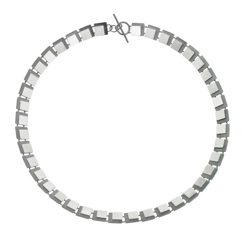 silver necklaces for women-Eclipse Square Link Necklace