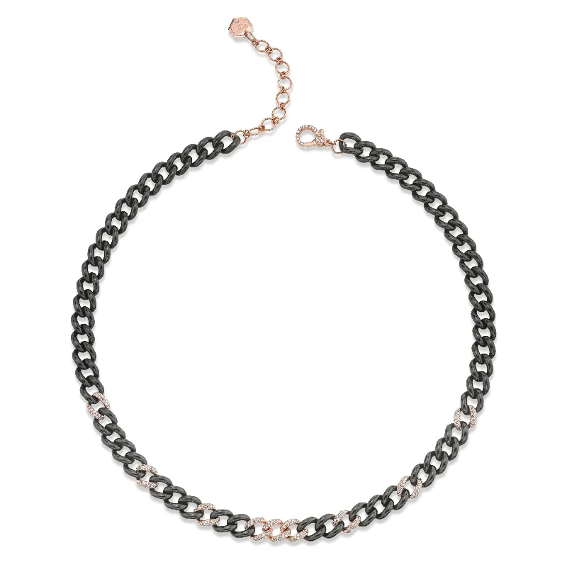 diamond necklaces for women-9 PAVE & BLACK CERAMIC MEDIUM LINK NECKLACE