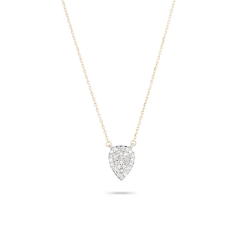 silver necklaces for women-Solid Pavé Teardrop Necklace